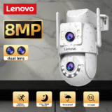 *מצלמת אבטחה חיצונית Lenovo 8MP – עדשה כפולה + מסך כפול עם מעקב AI חכם* 🎥