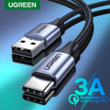 *כבל טעינה מהירה UGREEN USB-C – 3A לאייפון 17/16, סמסונג, שיאומי* ⚡