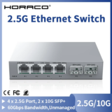 *🚀 HORACO Switch רשת 2.5G מקצועי – 4 פורטים + 2 פורטים 10G SFP+*
