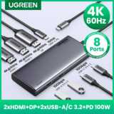 *UGREEN רכזת USB C – 8 ביציאות עם HDMI 4K ו-DP למחשב נייד* 💻
