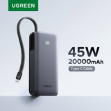 *🔋 בנק כוח UGREEN 20000mAh עם כבל מובנה – 45W טעינה מהירה!*