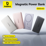 *🔋 Baseus – כרטיס כוח מגנטי 5000mAh | טעינה אלחוטית 15W*