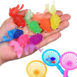 **סט 10 דגי זהב גומי לאמבטיה – משחק מים לילדים** 🐠🛁
